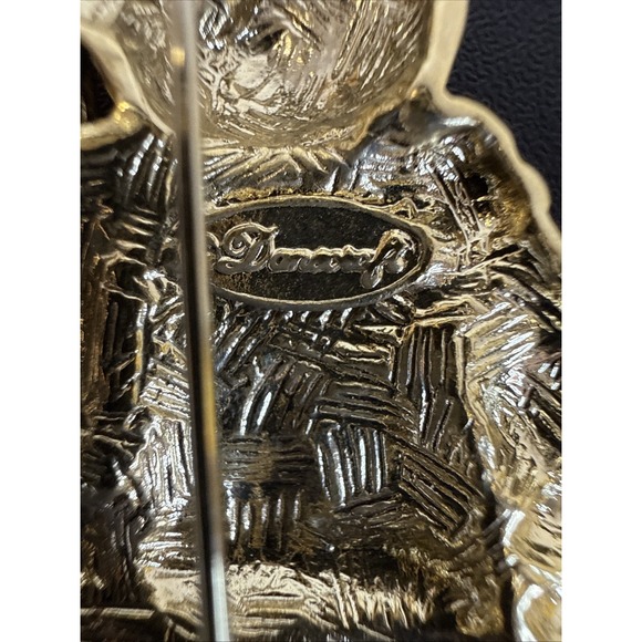 VTG Danecraft Santa Claus Kitty Christmas Brooch Pin Enamel Gold Signed - Picture 3 of 3